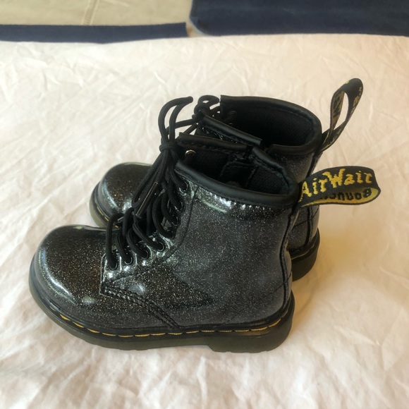 Black Glitter Doc Dr Martens Air Wair Boots 1460 - Picture 6 of 9